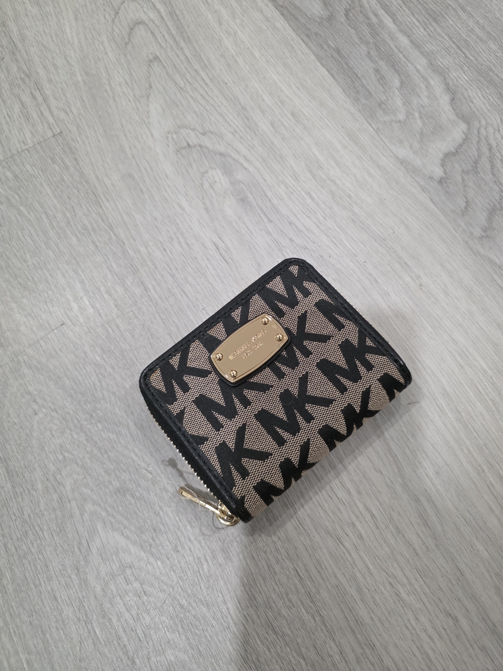 Michael Kors Black Logo Zip-Around Compact Wallet
